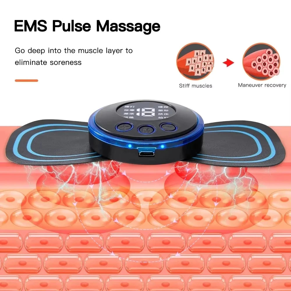 Mini Electric Neck Massager with Remote Controlled Muscle Stimulator Patches Pads Specially Designed for Cervical Back Body Well