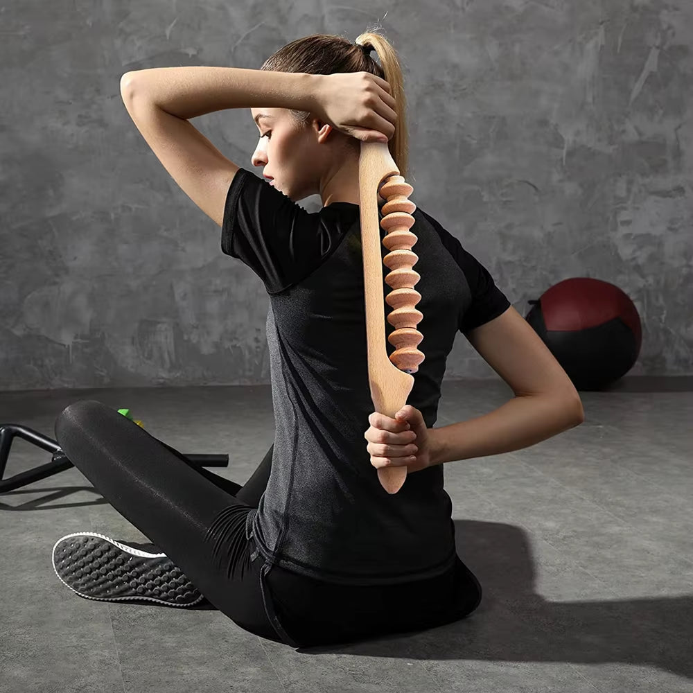 Professional Wooden Beech Gua Sha Massage Tool Stick Massager for Soft Tissue Release Back Arms Shoulder Pain Health Treatment