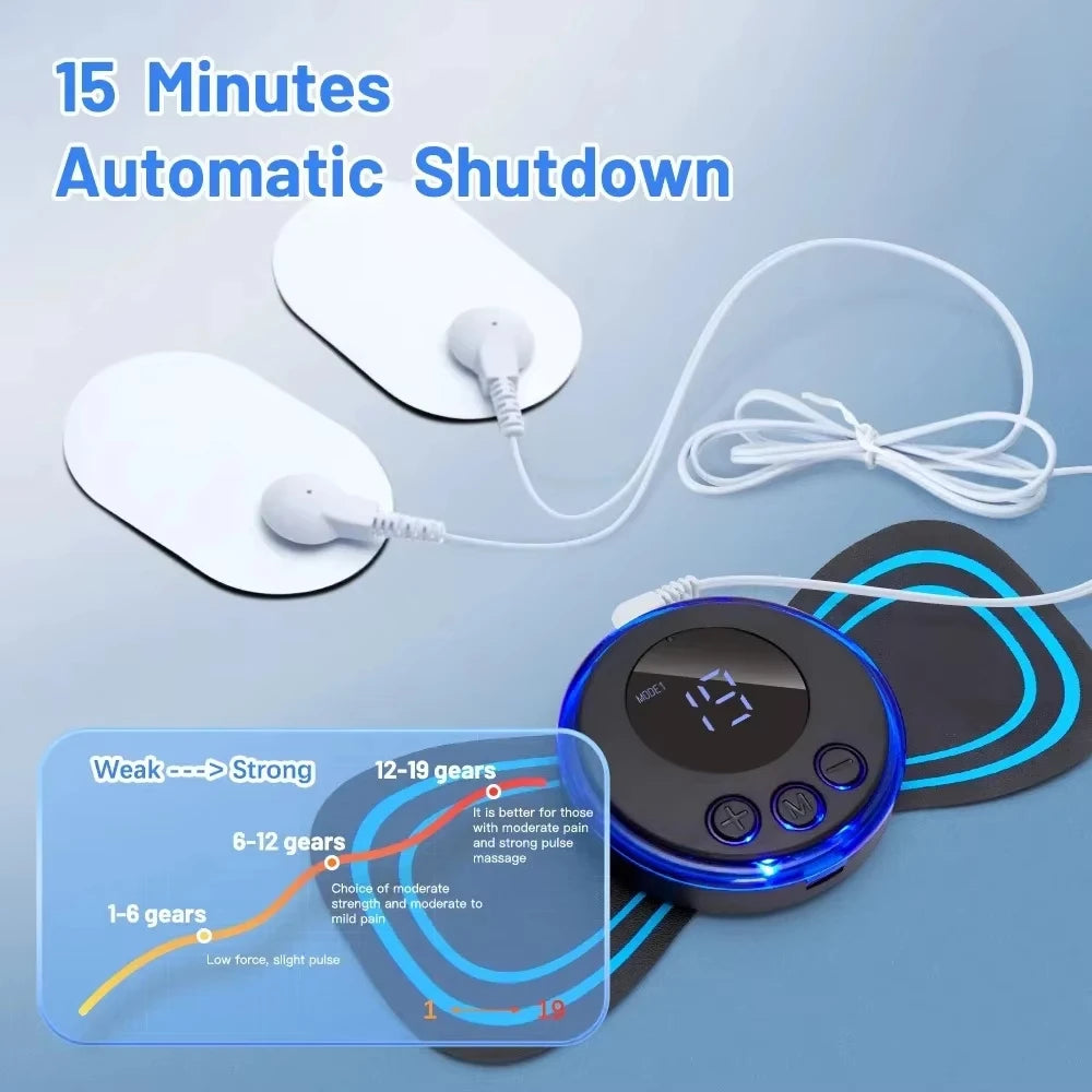 Mini Electric Neck Massager with Remote Controlled Muscle Stimulator Patches Pads Specially Designed for Cervical Back Body Well