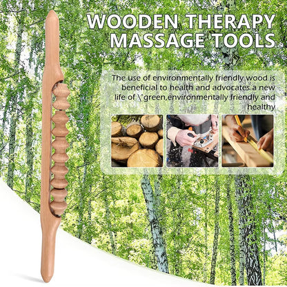 Professional Wooden Beech Gua Sha Massage Tool Stick Massager for Soft Tissue Release Back Arms Shoulder Pain Health Treatment