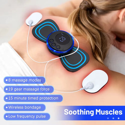 Mini Electric Neck Massager with Remote Controlled Muscle Stimulator Patches Pads Specially Designed for Cervical Back Body Well