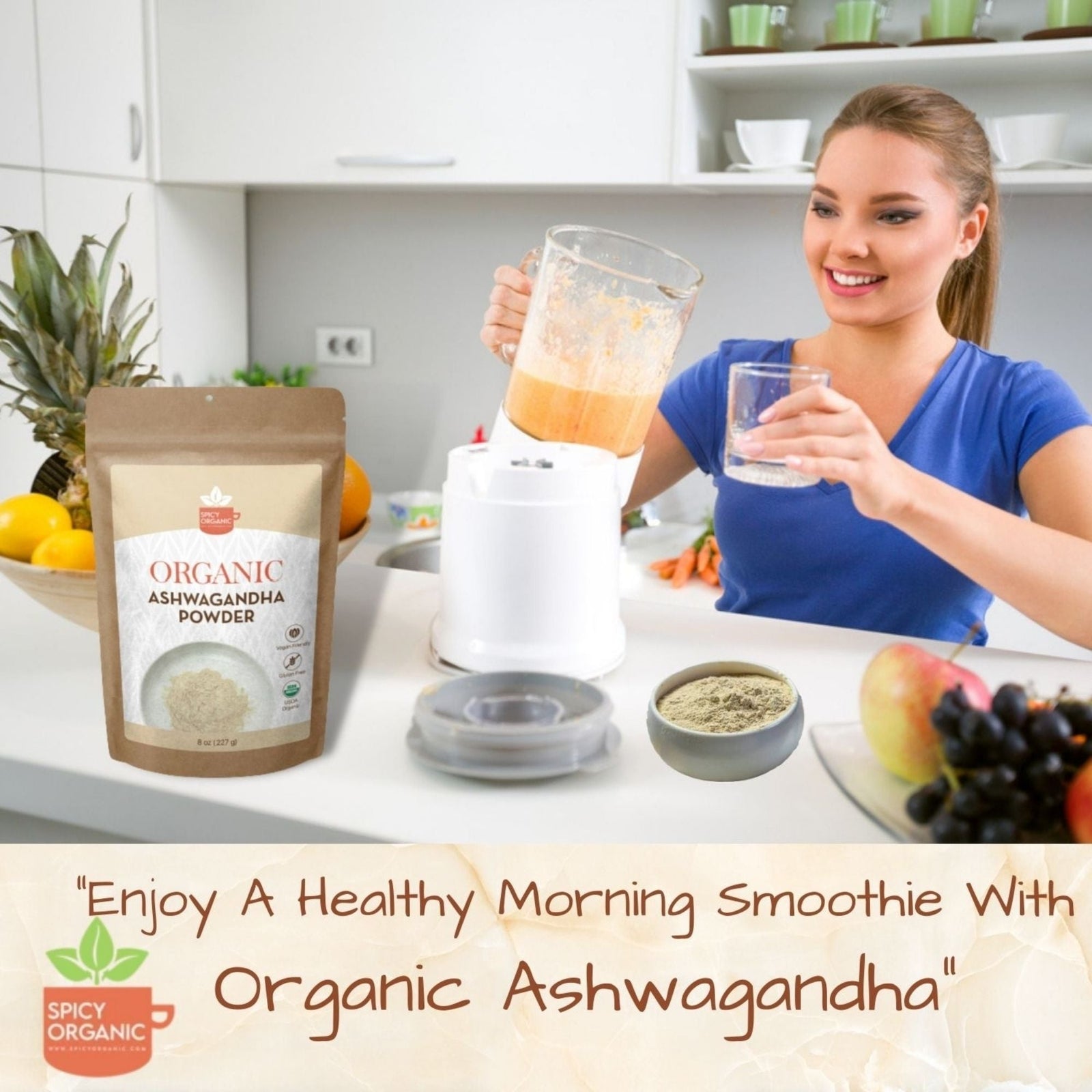Organic Ashwagandha Root Powder-Indian Ginseng for Optimal Health and Wellness